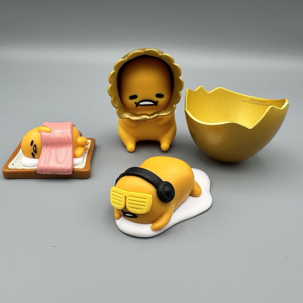 3 SANRIO Gudetama Baby Egg, Lazy Egg With Glasses And Lazy‎ Egg With Bacon